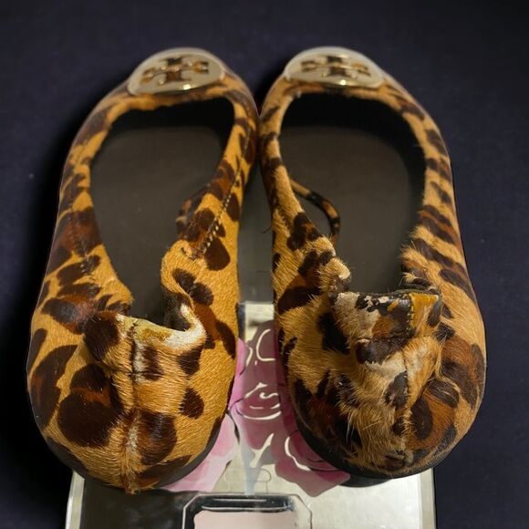 Tory Burch Leopard/Gold Reva-Haircalf Leather Ballet Flats Size 7M - Picture 9 of 9